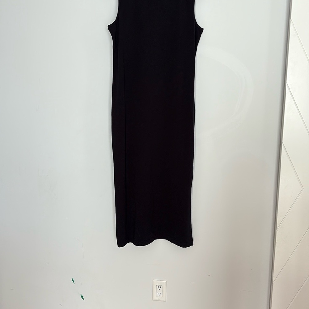 Liz Claiborne Black Sheath Midi Dress Mock Neck